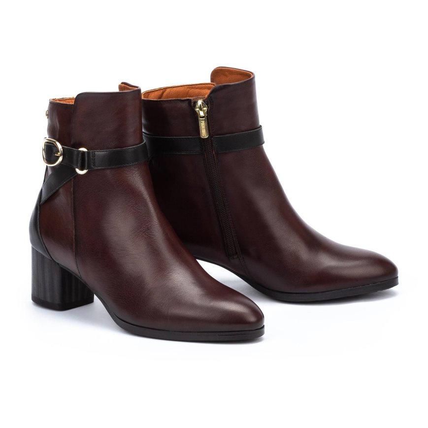 Women's Pikolinos CALAFAT Ankle Boots Burgundy | NZ C72Q598